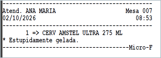 Pedido impresso