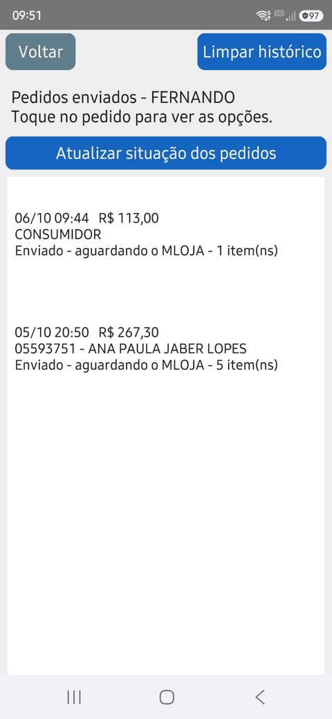 Pedidos enviados